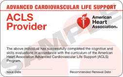 Advanced Cardiovascular Life Support Provider sample certificate