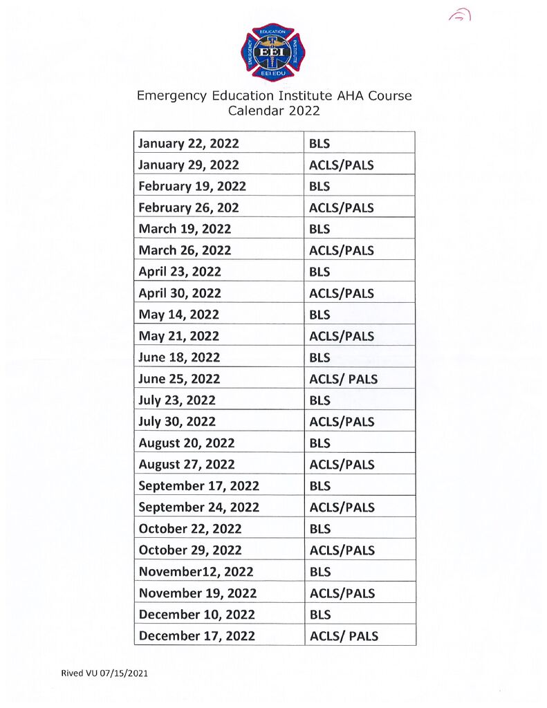 AHA Course Calendar (2022) (1) eei