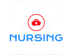 Nursing logo in blue color and white background