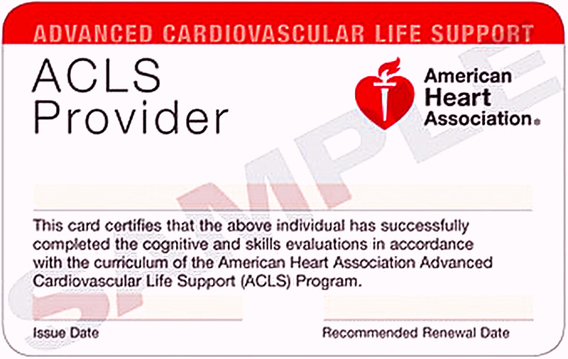 ACLS Provider card on a white background