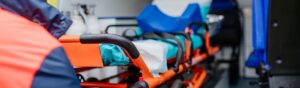 Closeup of an ambulance stretcher.