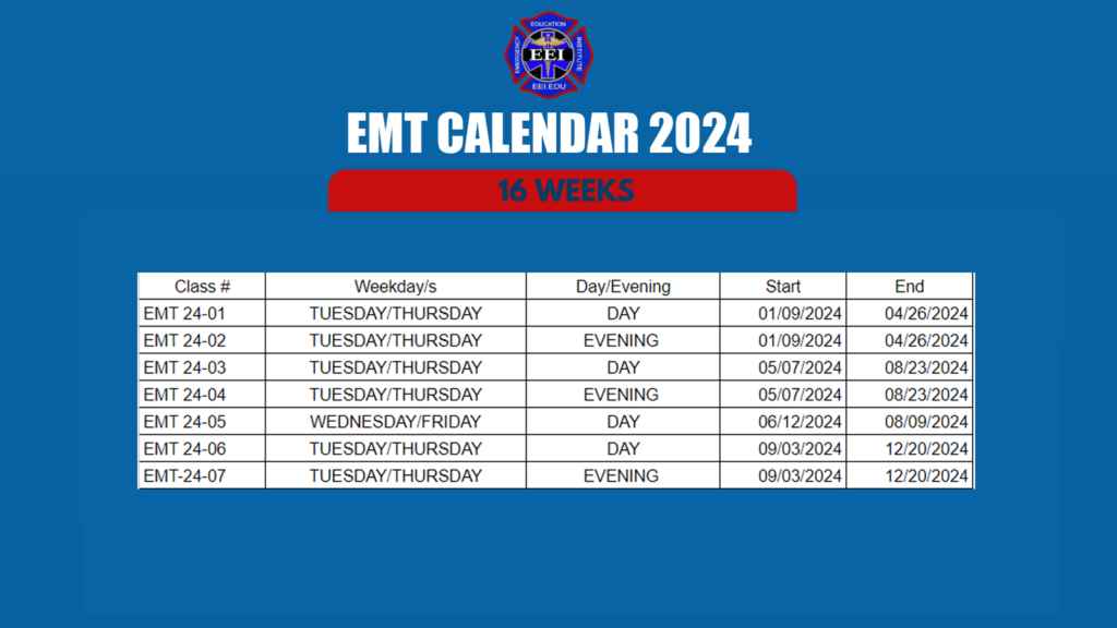 An EMT Calendar Image With a Table Section in Color
