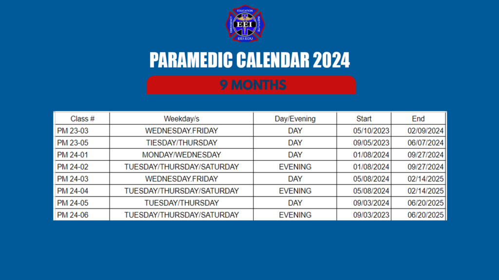 A Paramedic Calendar With a White Color Table Image